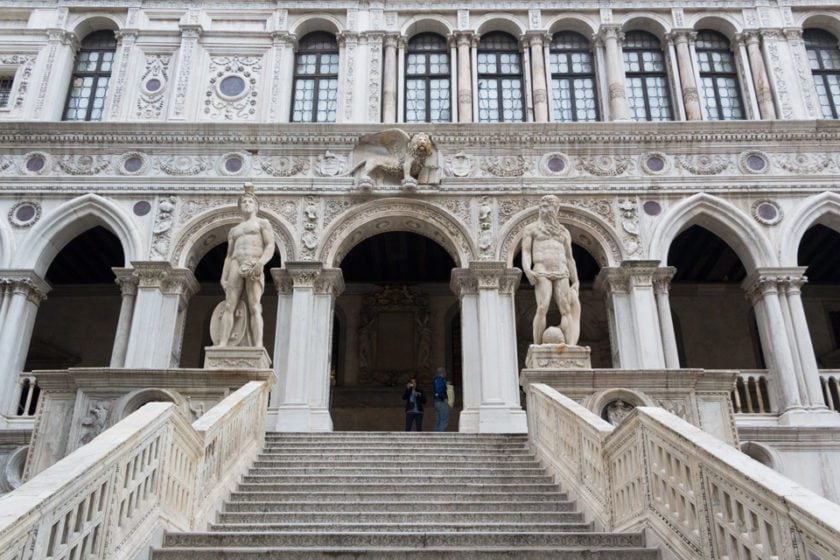 giants staircase in the duke's palace in venice italy