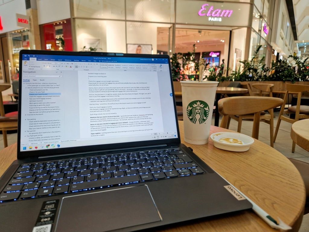 working in starbucks - resources such as good wifi, laptop, and coffee are important